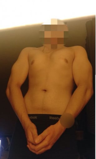 A picture of a 6'3" male showing a muscle gain from 144 pounds to 190 pounds. A total gain of 46 pounds.