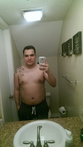 A before and after photo of a 5'9" male showing a weight reduction from 222 pounds to 185 pounds. A total loss of 37 pounds.