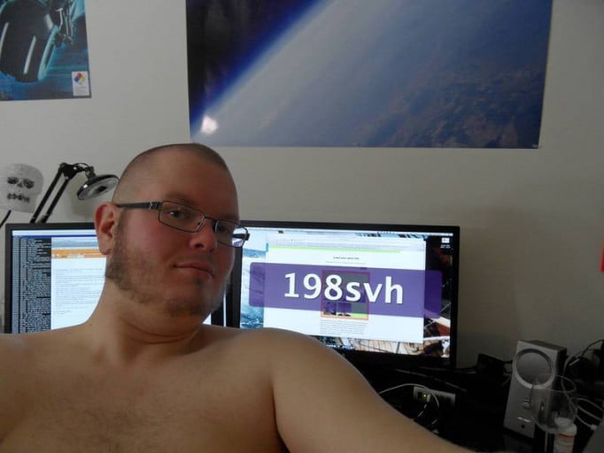 A photo of a 6'3" man showing a snapshot of 314 pounds at a height of 6'3