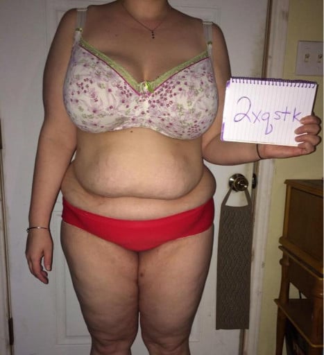 A picture of a 5'5" female showing a snapshot of 208 pounds at a height of 5'5