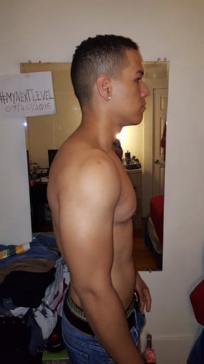 A photo of a 5'10" man showing a weight cut from 207 pounds to 184 pounds. A total loss of 23 pounds.
