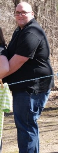 A progress pic of a person at 397 lbs