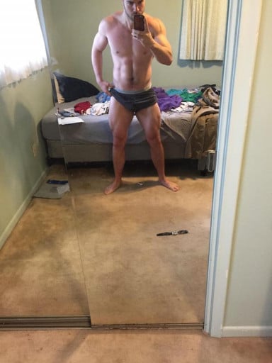 A photo of a 5'11" man showing a weight cut from 223 pounds to 198 pounds. A respectable loss of 25 pounds.