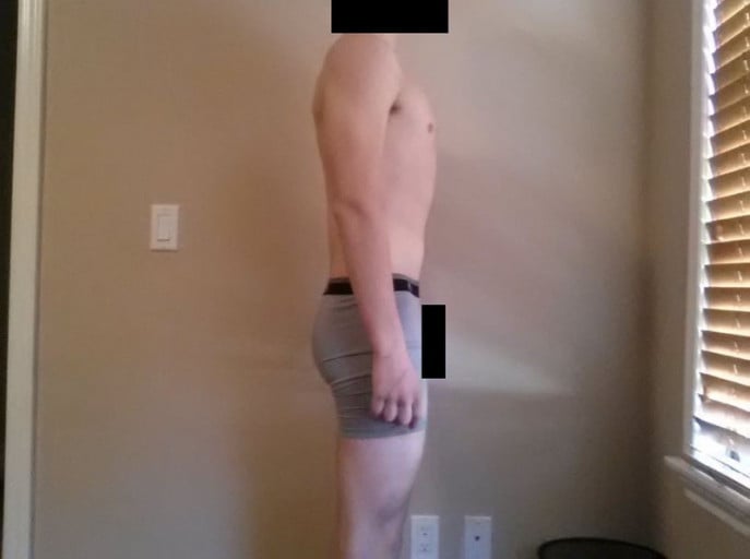 A photo of a 5'8" man showing a snapshot of 142 pounds at a height of 5'8