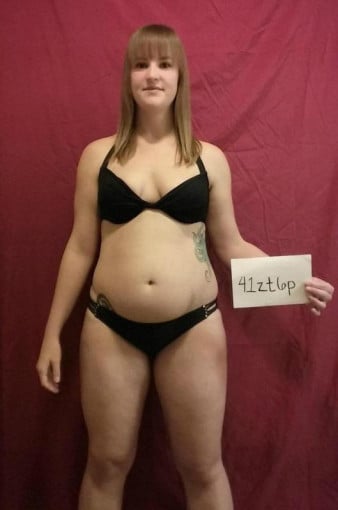 A picture of a 5'7" female showing a snapshot of 181 pounds at a height of 5'7