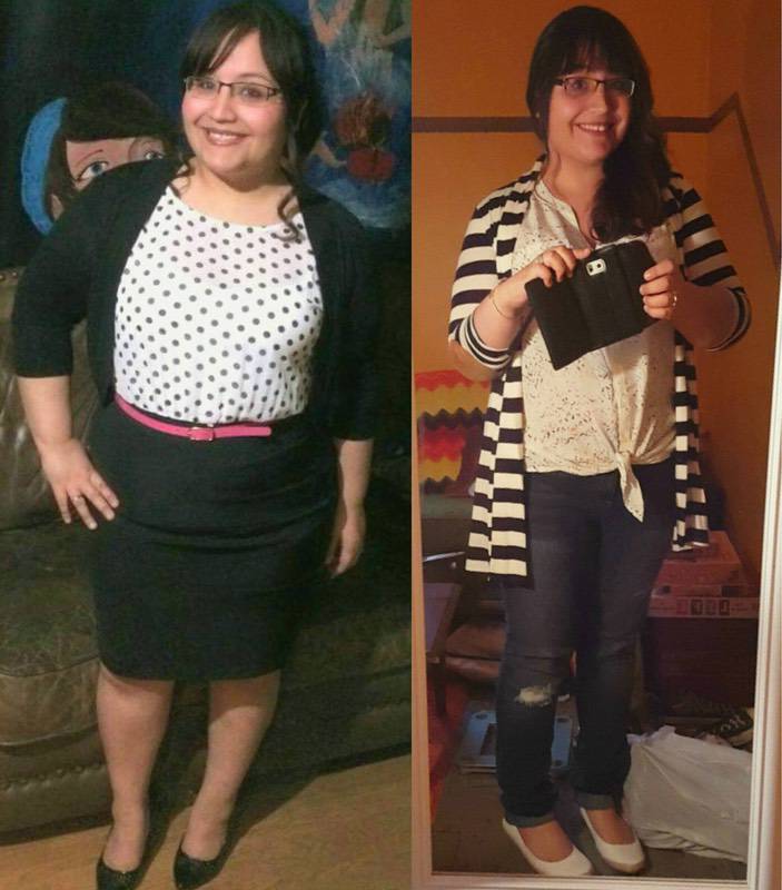 5 foot 2 Female Before and After 28 lbs Fat Loss 218 lbs to 190 lbs