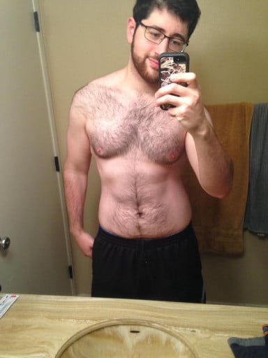 A progress pic of a 6'1" man showing a weight loss from 264 pounds to 198 pounds. A total loss of 66 pounds.