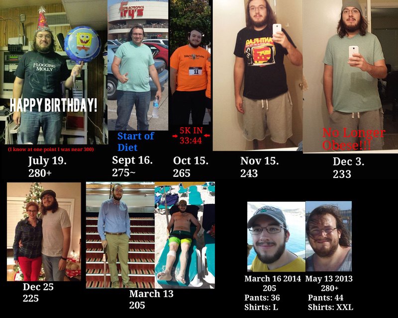 6 foot 3 Male 70 lbs Fat Loss Before and After 275 lbs to 205 lbs