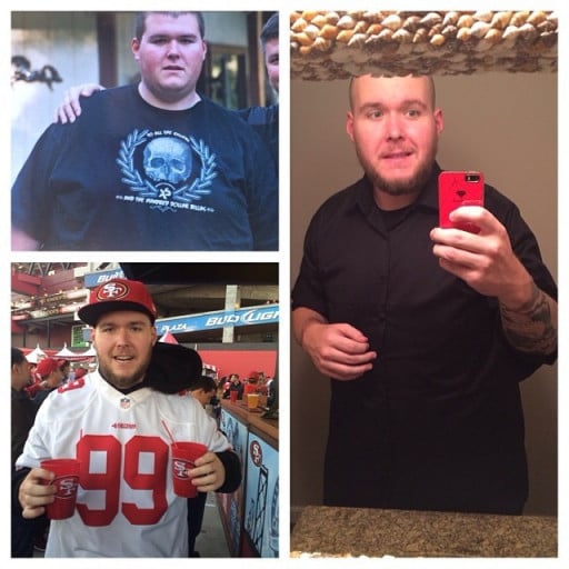 6 feet 4 Male Before and After 148 lbs Weight Loss 390 lbs to 242 lbs