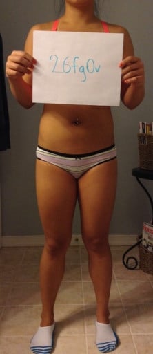 A picture of a 5'2" female showing a snapshot of 121 pounds at a height of 5'2