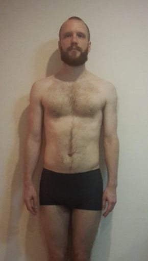 A photo of a 5'9" man showing a weight loss from 172 pounds to 154 pounds. A respectable loss of 18 pounds.