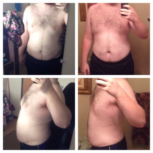 A picture of a 6'2" male showing a weight loss from 280 pounds to 250 pounds. A respectable loss of 30 pounds.