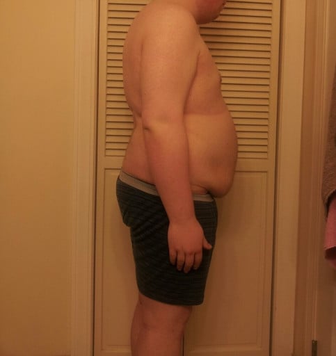 A progress pic of a 5'9" man showing a snapshot of 255 pounds at a height of 5'9