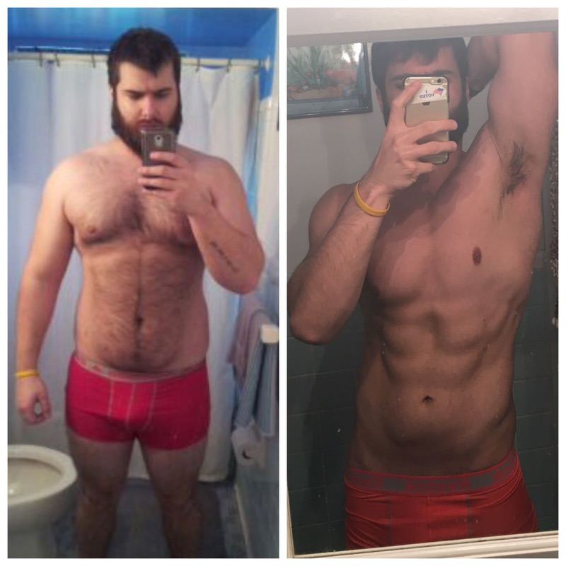 Before and After 90 lbs Fat Loss 6 feet 1 Male 272 lbs to 182 lbs
