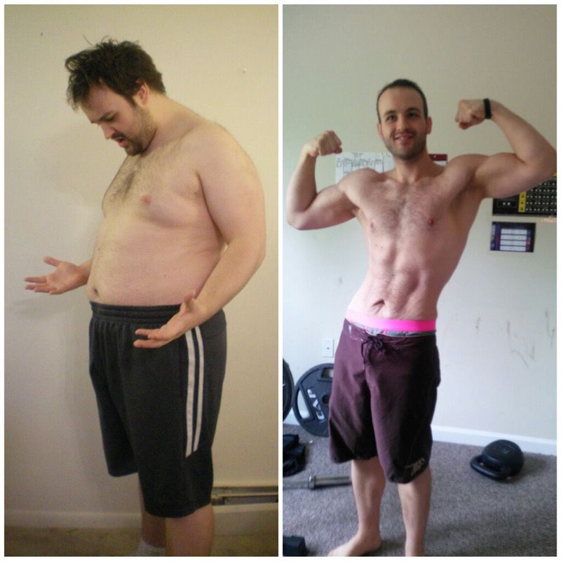 Before and After 75 lbs Weight Loss 5'9 Male 251 lbs to 176 lbs