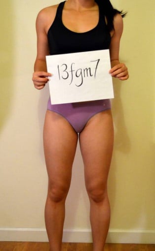 A before and after photo of a 5'4" female showing a snapshot of 115 pounds at a height of 5'4