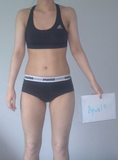 A photo of a 5'3" woman showing a snapshot of 110 pounds at a height of 5'3