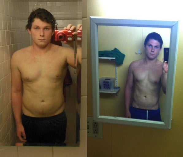 A photo of a 5'10" man showing a weight cut from 210 pounds to 178 pounds. A total loss of 32 pounds.