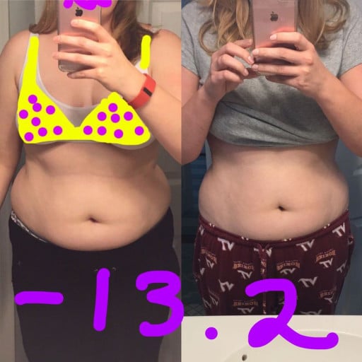 14 lbs Weight Loss Before and After 5 foot 11 Female 215 lbs to 201 lbs