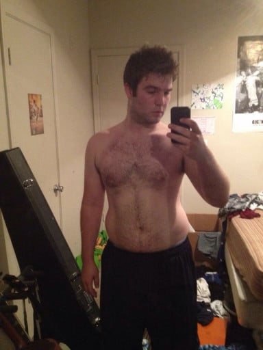 A progress pic of a 5'10" man showing a weight cut from 215 pounds to 155 pounds. A respectable loss of 60 pounds.