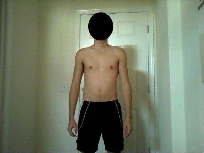 A before and after photo of a 5'8" male showing a weight bulk from 125 pounds to 145 pounds. A respectable gain of 20 pounds.
