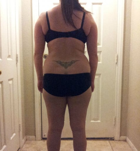 A progress pic of a 5'6" woman showing a snapshot of 177 pounds at a height of 5'6