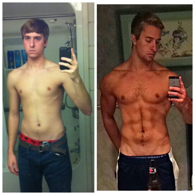 40 lbs Muscle Gain Before and After 6 foot Male 135 lbs to 175 lbs