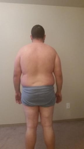 A picture of a 5'8" male showing a snapshot of 245 pounds at a height of 5'8