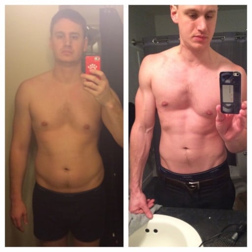 Before and After 40 lbs Weight Loss 6'5 Male 245 lbs to 205 lbs