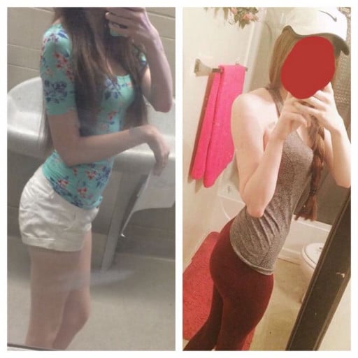 5 foot 7 Female Before and After 12 lbs Muscle Gain 105 lbs to 117 lbs