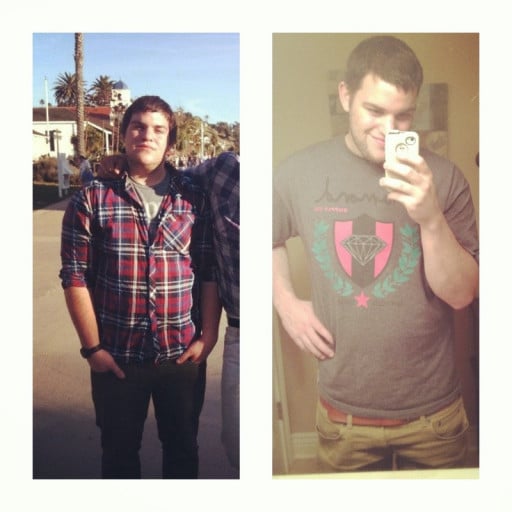 A picture of a 6'1" male showing a weight loss from 270 pounds to 220 pounds. A respectable loss of 50 pounds.