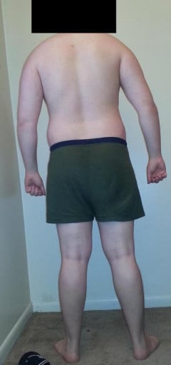 A before and after photo of a 6'1" male showing a snapshot of 245 pounds at a height of 6'1
