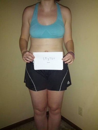 A photo of a 5'6" woman showing a snapshot of 160 pounds at a height of 5'6