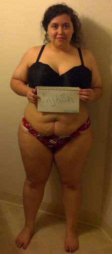 A picture of a 5'2" female showing a snapshot of 220 pounds at a height of 5'2