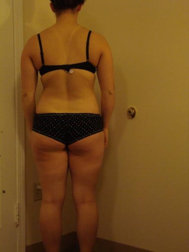 A before and after photo of a 5'3" female showing a snapshot of 155 pounds at a height of 5'3