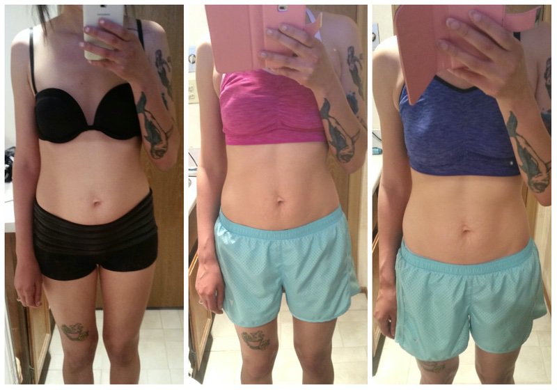 Before and After 8 lbs Fat Loss 5 feet 4 Female 125 lbs to 117 lbs.