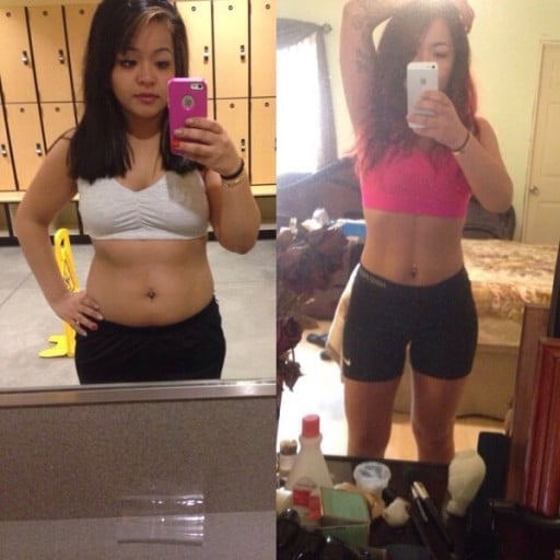 4'10 Female Progress Pics of 17 lbs Weight Loss 130 lbs to 113 lbs