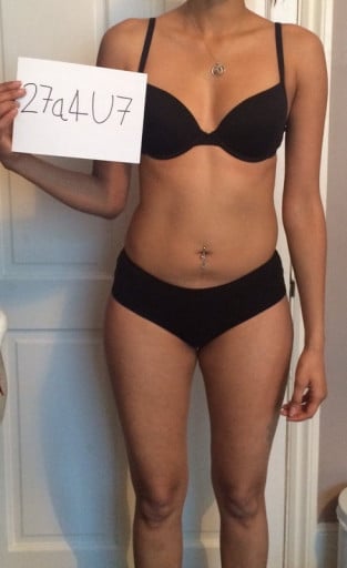 A picture of a 5'6" female showing a snapshot of 123 pounds at a height of 5'6