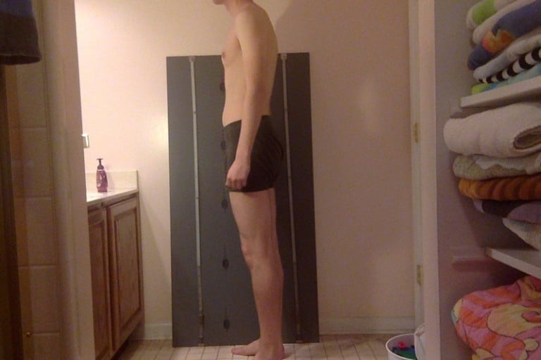 A picture of a 6'4" male showing a snapshot of 165 pounds at a height of 6'4
