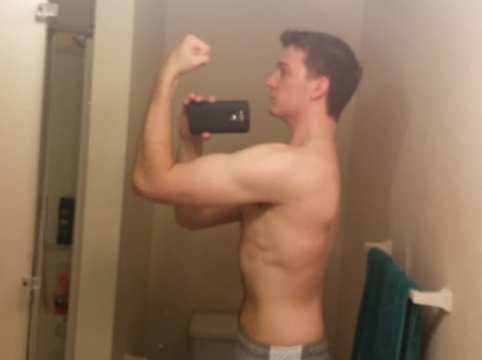 A progress pic of a 6'3" man showing a fat loss from 250 pounds to 175 pounds. A net loss of 75 pounds.