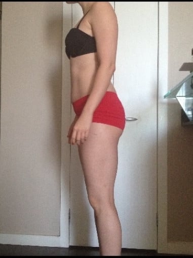 A progress pic of a 5'9" woman showing a snapshot of 145 pounds at a height of 5'9