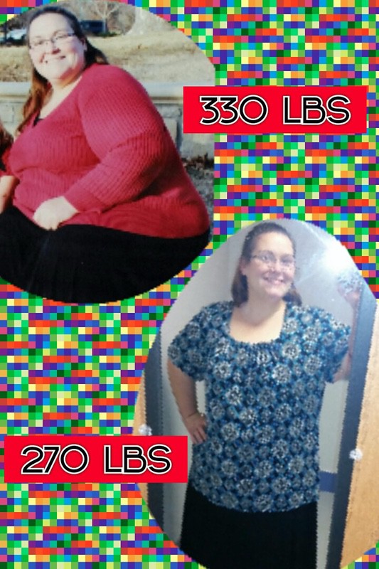 5'3 Female Before and After 60 lbs Fat Loss 330 lbs to 270 lbs