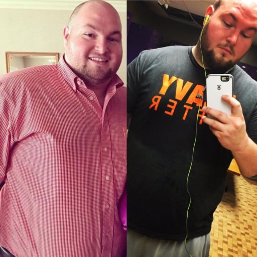 A photo of a 5'11" man showing a weight cut from 325 pounds to 295 pounds. A total loss of 30 pounds.