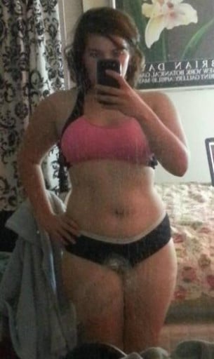 A picture of a 5'8" female showing a weight loss from 204 pounds to 183 pounds. A respectable loss of 21 pounds.