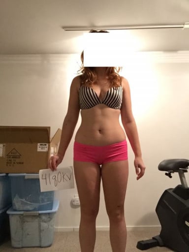 A picture of a 5'6" female showing a snapshot of 145 pounds at a height of 5'6