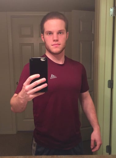 A progress pic of a 5'6" man showing a weight cut from 200 pounds to 145 pounds. A total loss of 55 pounds.
