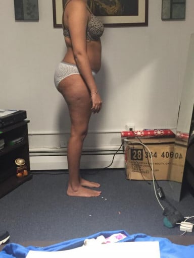 A progress pic of a 5'6" woman showing a snapshot of 173 pounds at a height of 5'6