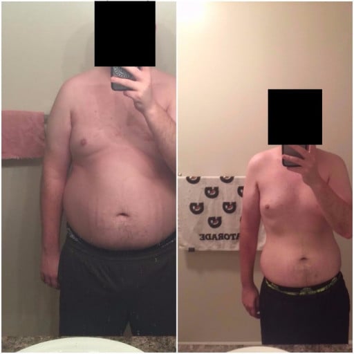 A photo of a 6'0" man showing a weight cut from 260 pounds to 200 pounds. A respectable loss of 60 pounds.
