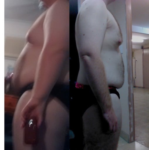 Before and After 90 lbs Fat Loss 5'9 Male 307 lbs to 217 lbs