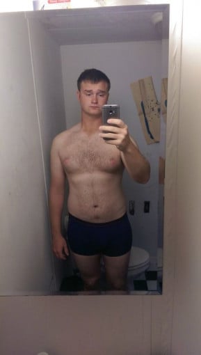 A progress pic of a 6'6" man showing a weight cut from 260 pounds to 215 pounds. A respectable loss of 45 pounds.